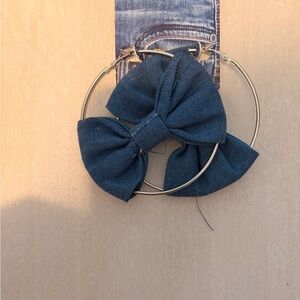 Elegant Blue Bow Hoop Earrings